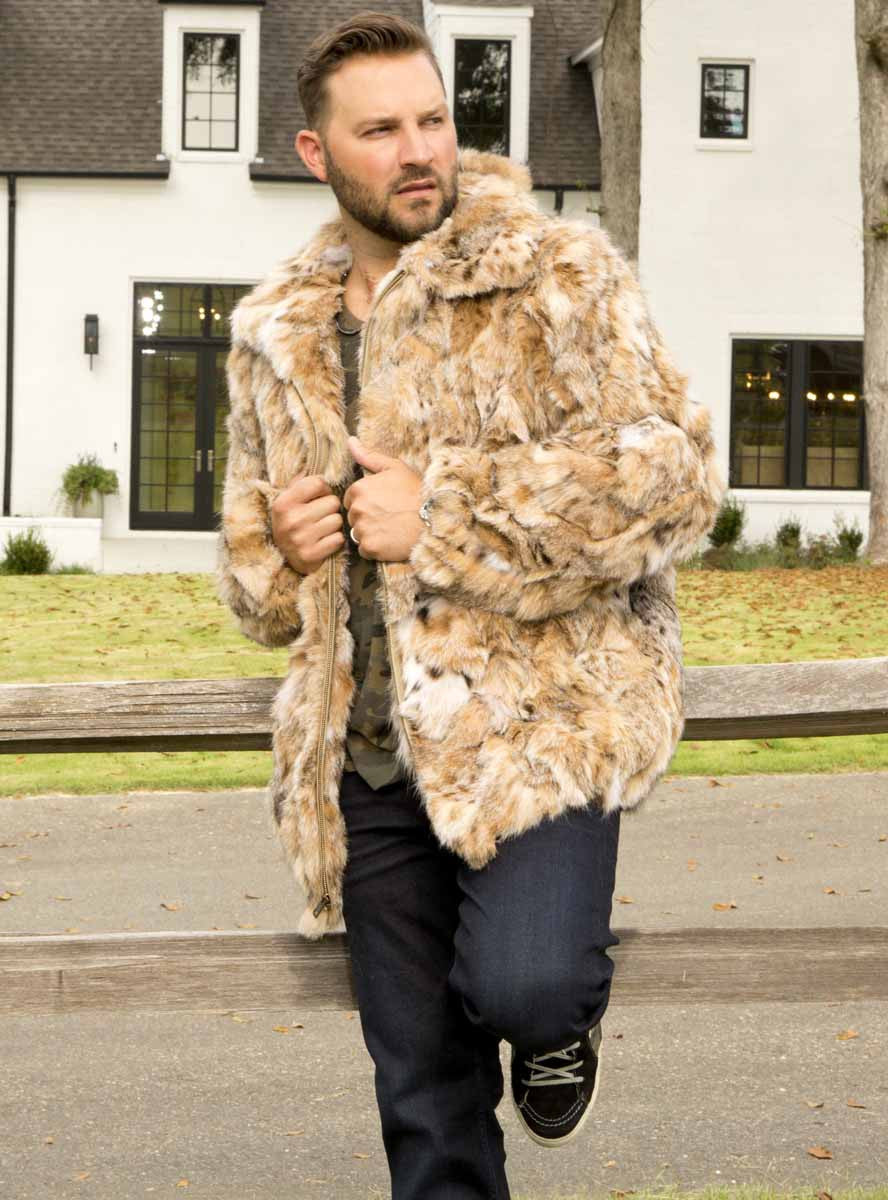 Men's Lynx Bobcat Fur Bomber Jacket | Henig Furs