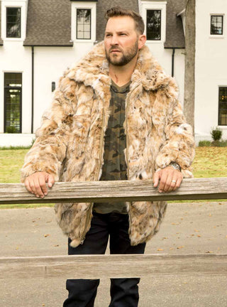 Men's Lynx Bobcat Fur Bomber Jacket.