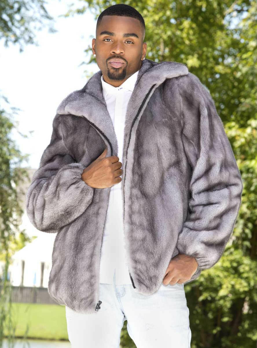 Mid Length Coyote Fur Coat for Men