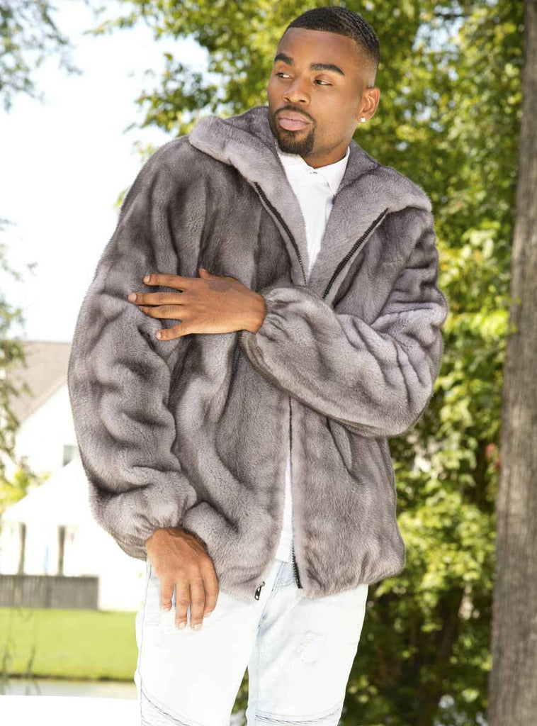 blue iris men's mink jacket