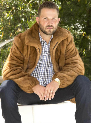 Men's Female Mink Fur Bomber Jacket.