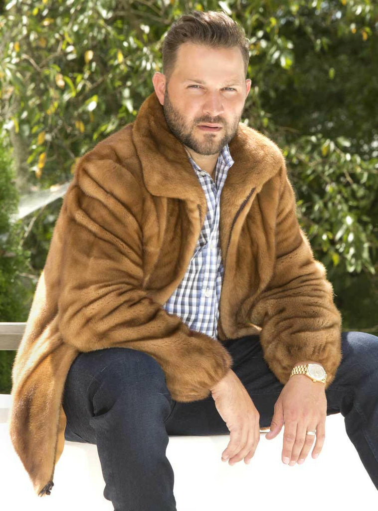 men's whisky mink fur jacket