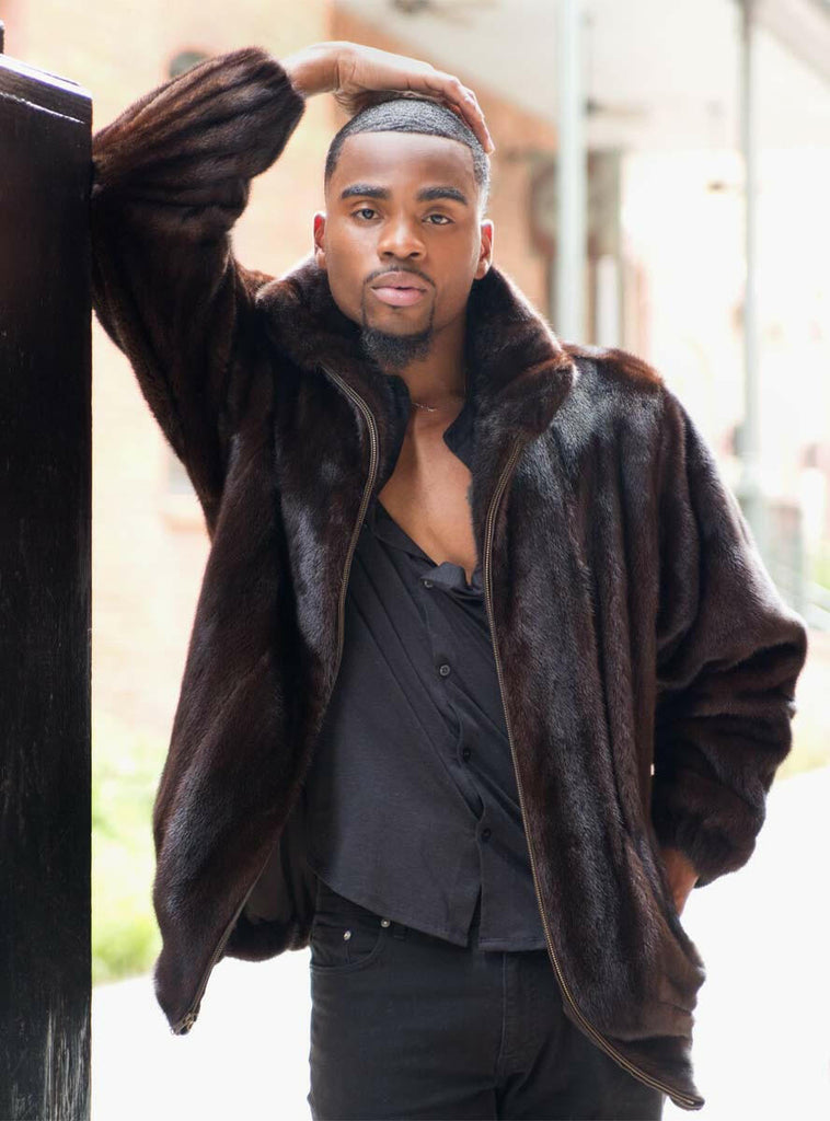 men's mink fur bomber jacket