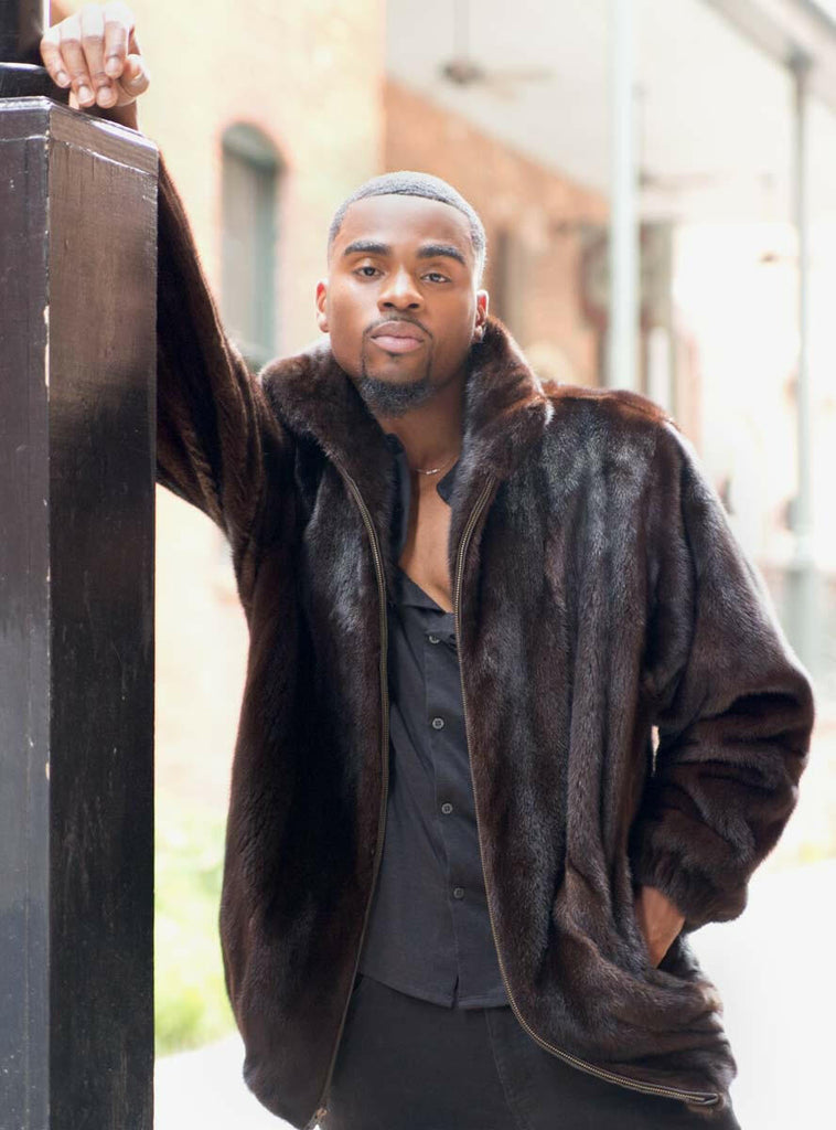 men's mink fur bomber jacket