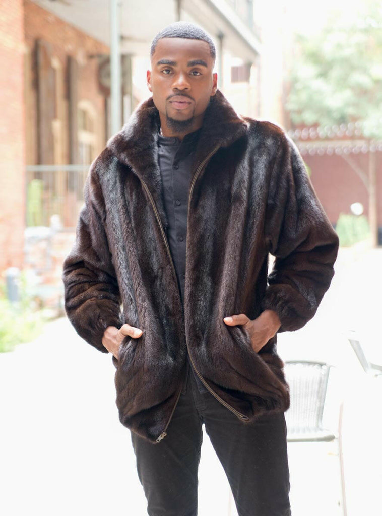 men's mink fur bomber jacket