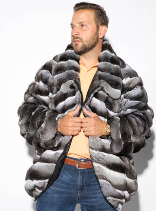 USA Made Men's Chinchilla Fur Jacket.