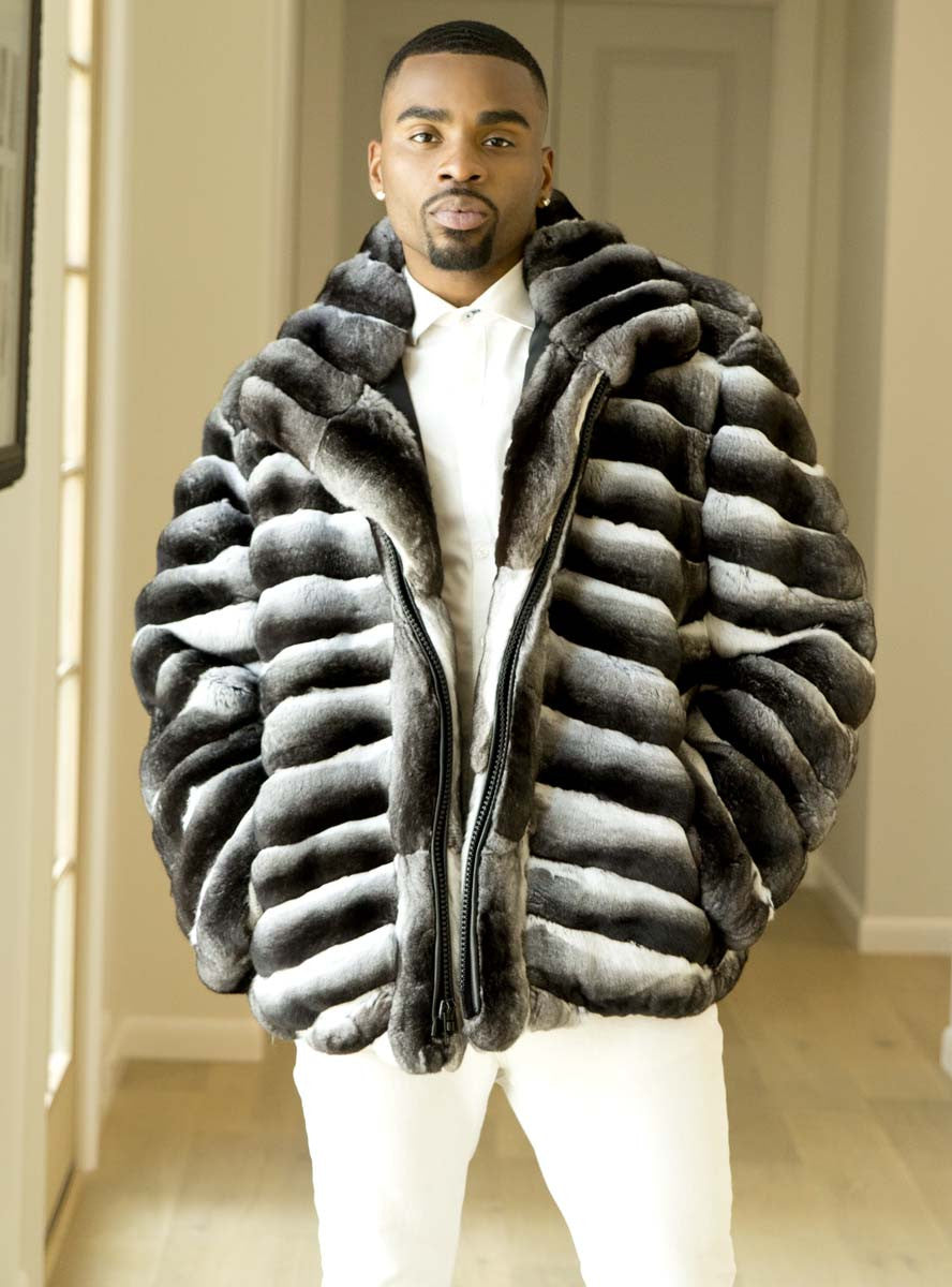 Faux Fur Silver Jackets Men, Mens Silver Fox Fur Coat