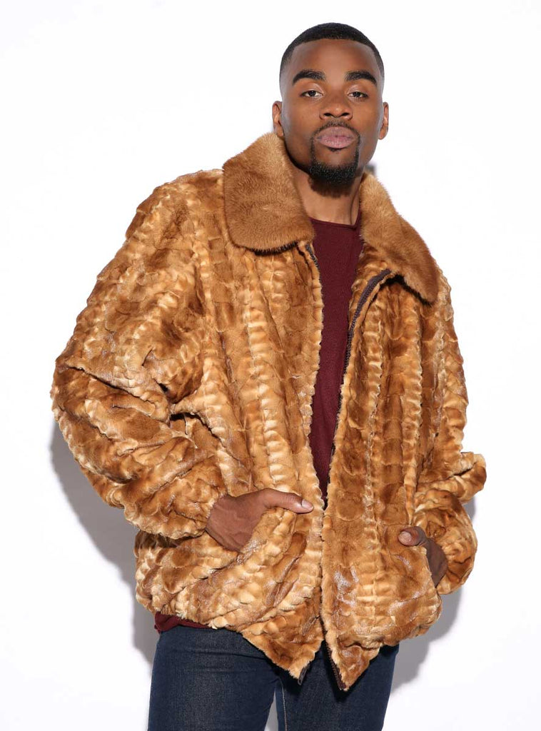 men's mink fur bomber jacket