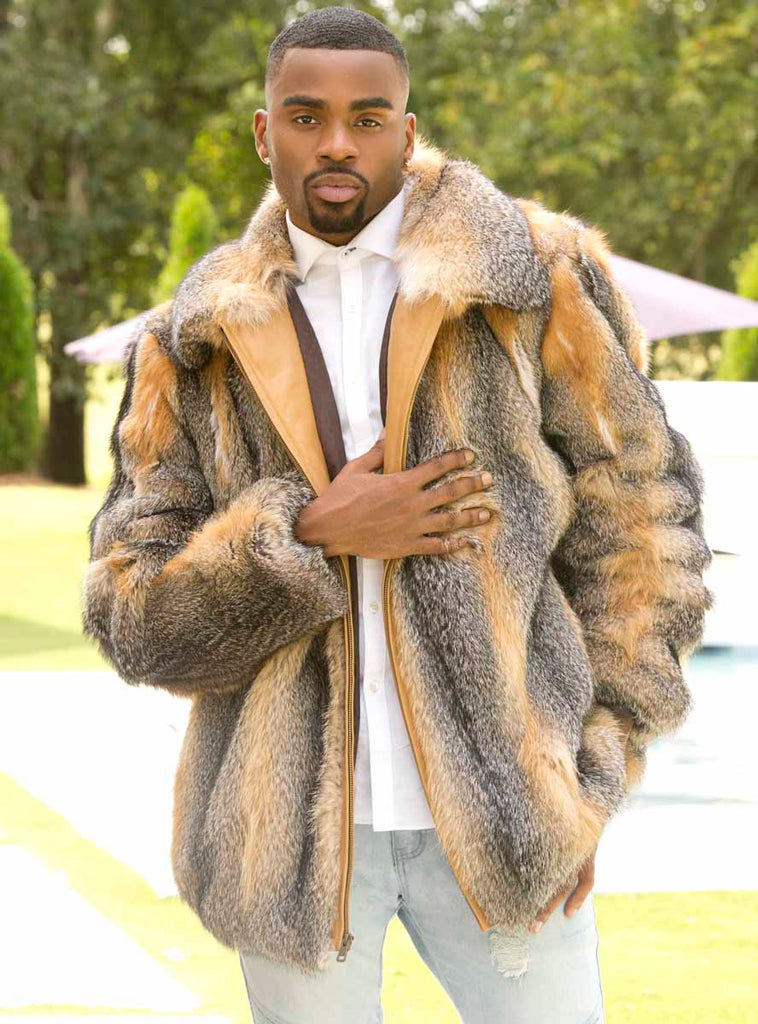 Mens Mink Fur Jacket - Golden Mink Bomber Style