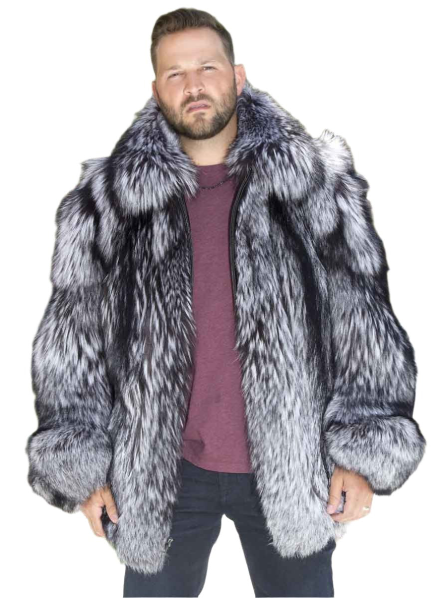 Coyote Fur Coat for Men Mens Winter Jacket Bomber Hooded 