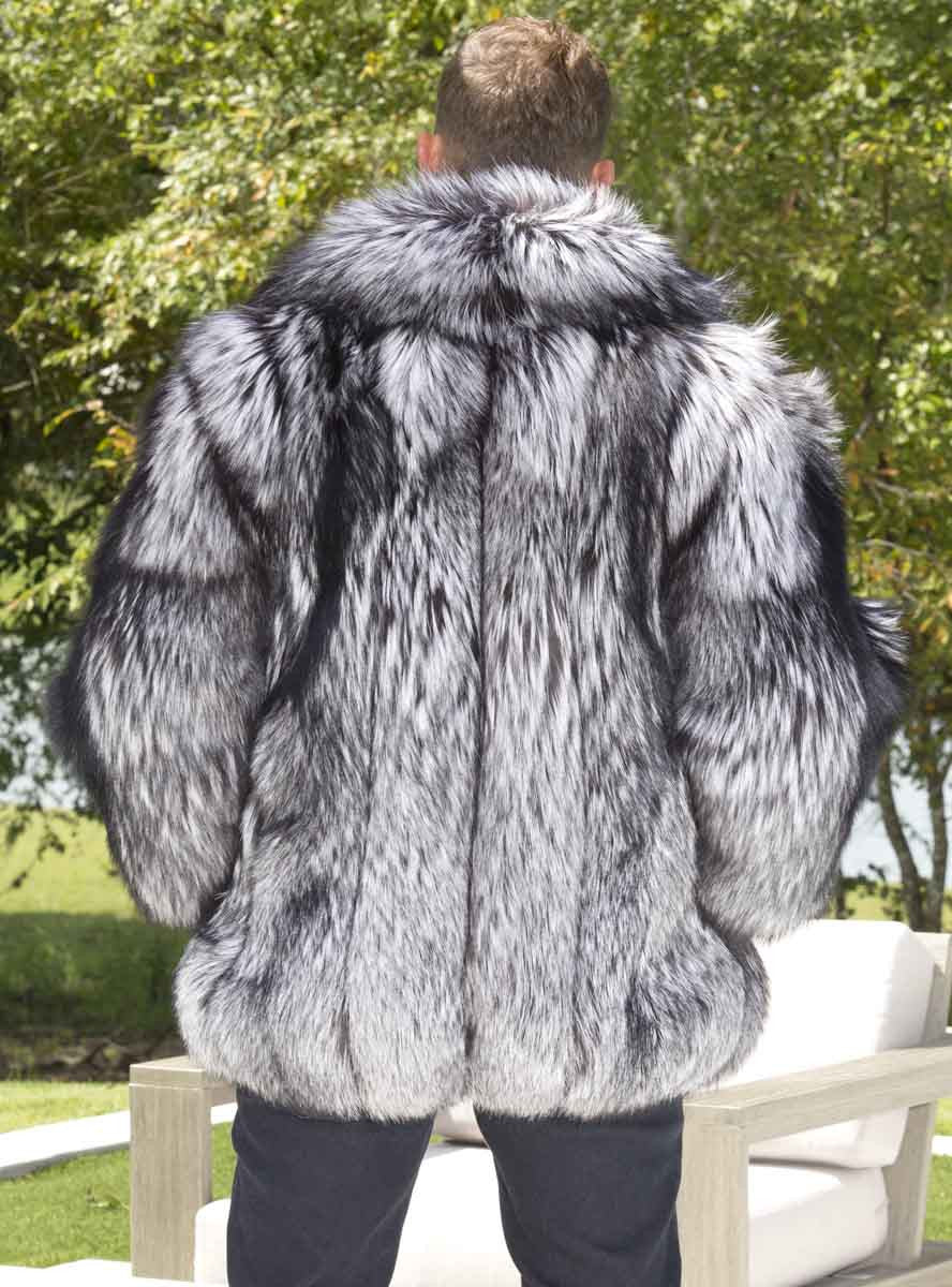 Impeccable Silver Fox Fur Bomber Jacket