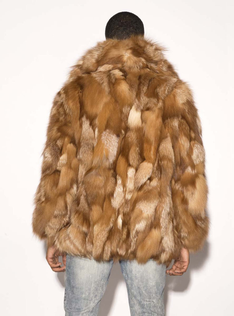 men's fox fur jacket, bomber jacket