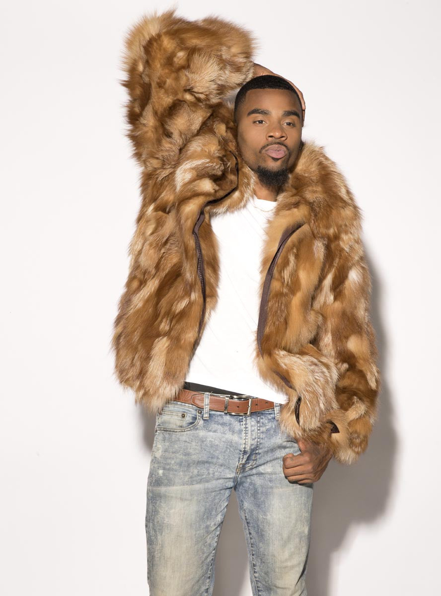 Men's Fox Fur Bomber Jacket