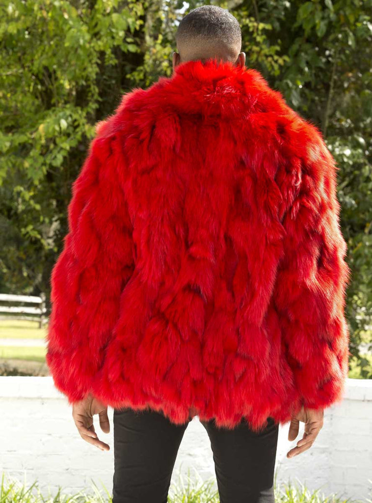 men's red fox fur jacket