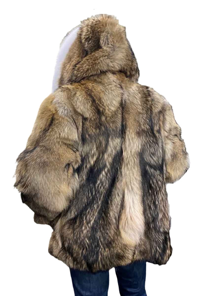 Brand New Natural Coyote Fur Jacket Coat W/hood Hoodie for Men 