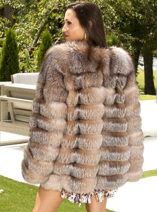 Fox Fur Jacket with Horizontal Pattern.