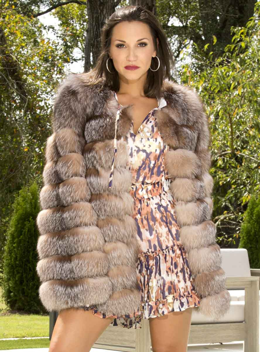 Fox Fur Jacket with Horizontal Pattern Henig Furs