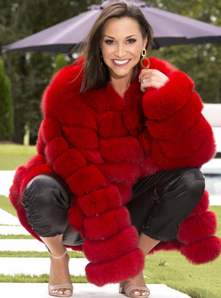 Fox Fur Jacket with Horizontal Pattern.