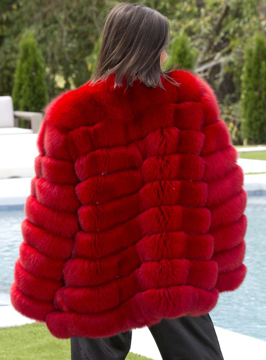 Fox Fur Jacket with Horizontal Pattern Henig Furs