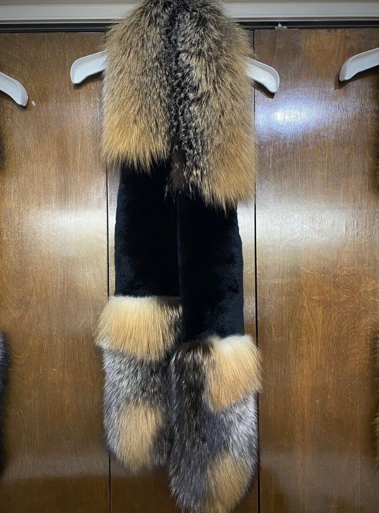 fox and rabbit fur scarf