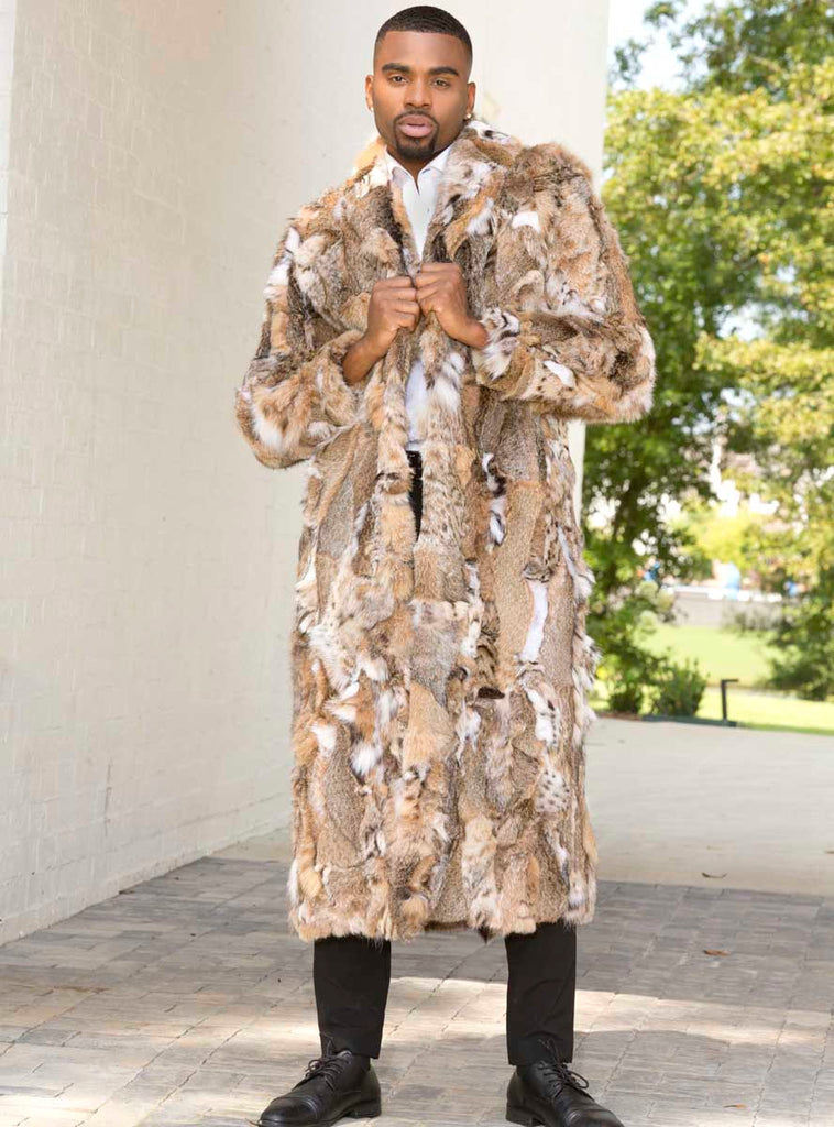 men's bobcat fur coat