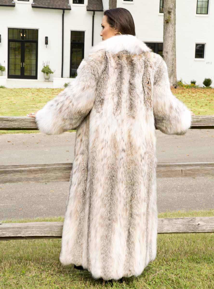 Fur Collar Full Length Lynx Coat Women's Full Length Canadian Lynx