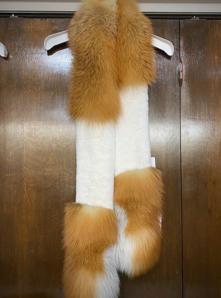 fox and rabbit fur scarf