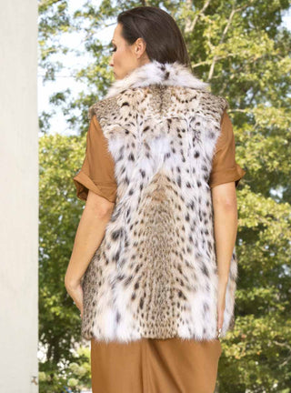 Natural Bobcat Fur Vest with Shawl Collar.