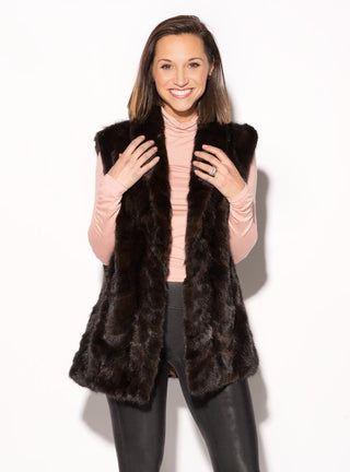 mahogany Mink Fur Vest with Shawl Collar