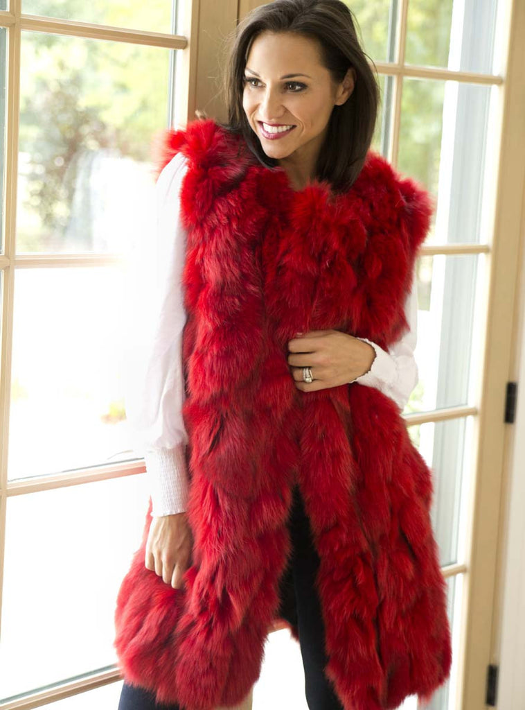 long red fox fur vest