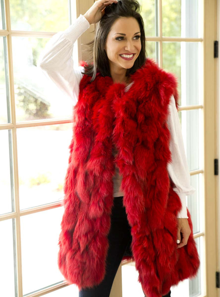 long red fur vest