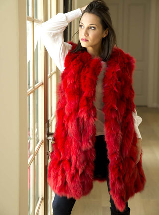 Women's Long Fox Fur Vest.
