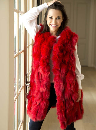 Women's Long Fox Fur Vest.