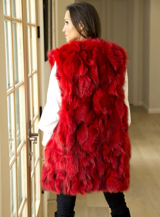 Women's Long Fox Fur Vest.