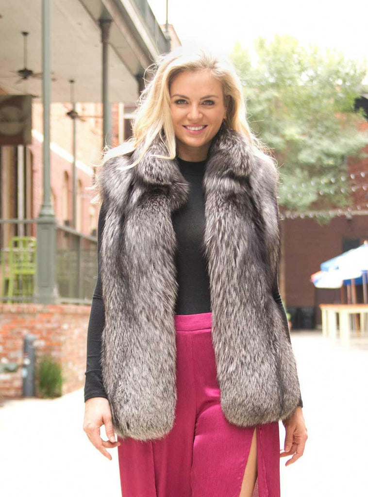 women's silver fox fur vest