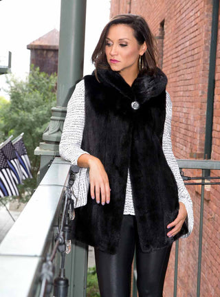 Mink Fur Vest with Hood.