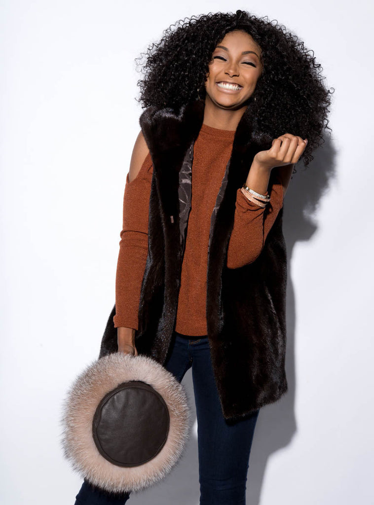 Women's Mink Fur Vest with Hood