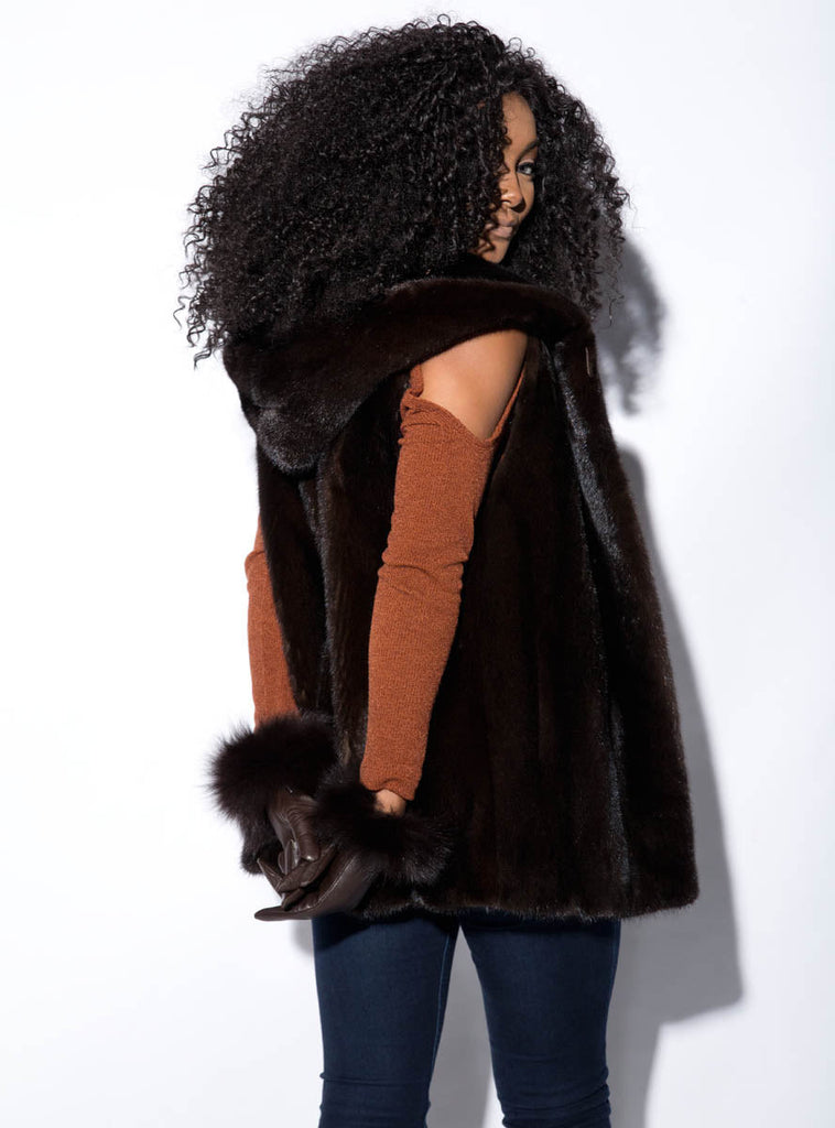 Women's Mink Fur Vest with Hood