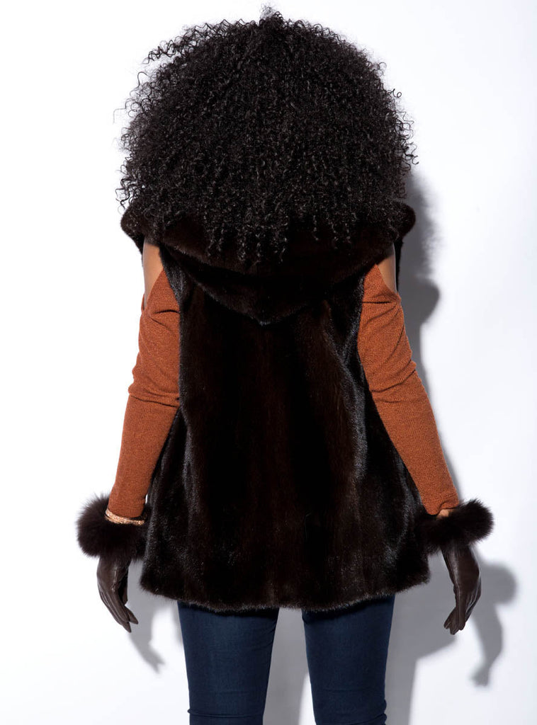Women's Mink Fur Vest with Hood
