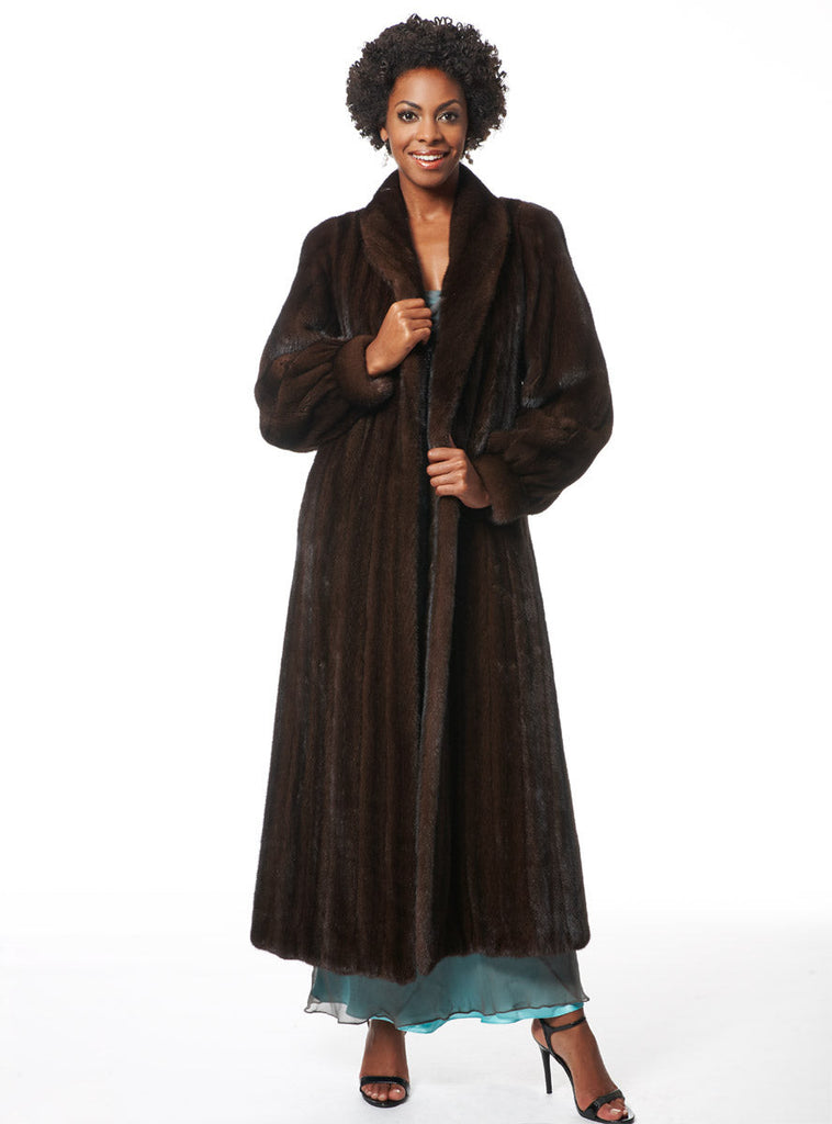 Very Finest Full Length Mink Fur Coat with Shawl Collar & Rollback Cuffs