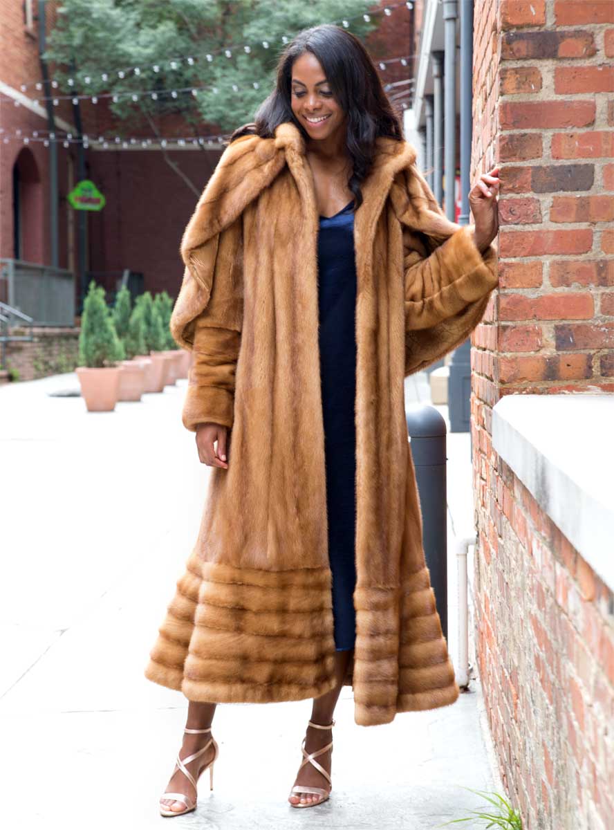 Women's full length mink fur coat, mink fur cape – Henig Furs