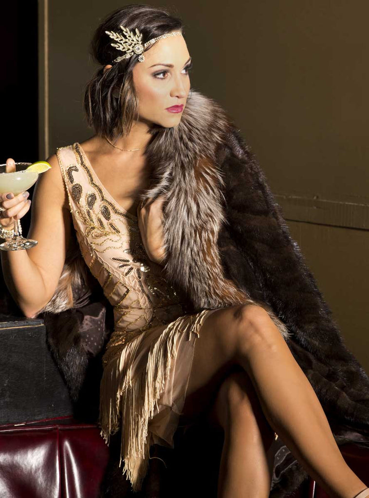 Mahogany Mink Fur Coat with Crystal Fox Fur Collar