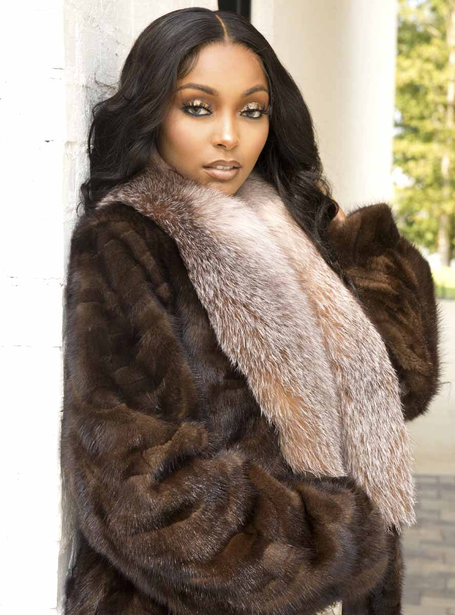 Mink Fur Coat with Fox Fur Collar