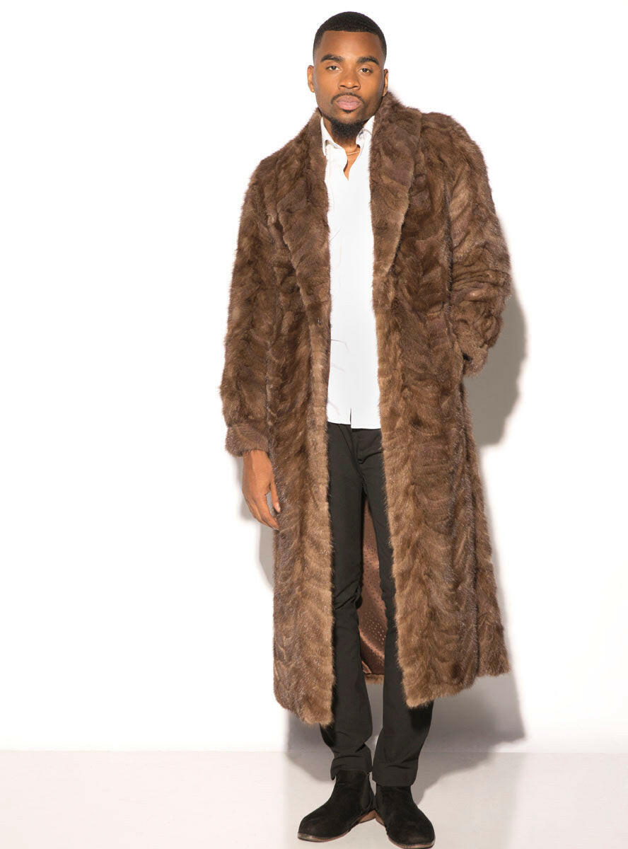 Dean Black Mink Full Length Fur Men's Overcoat