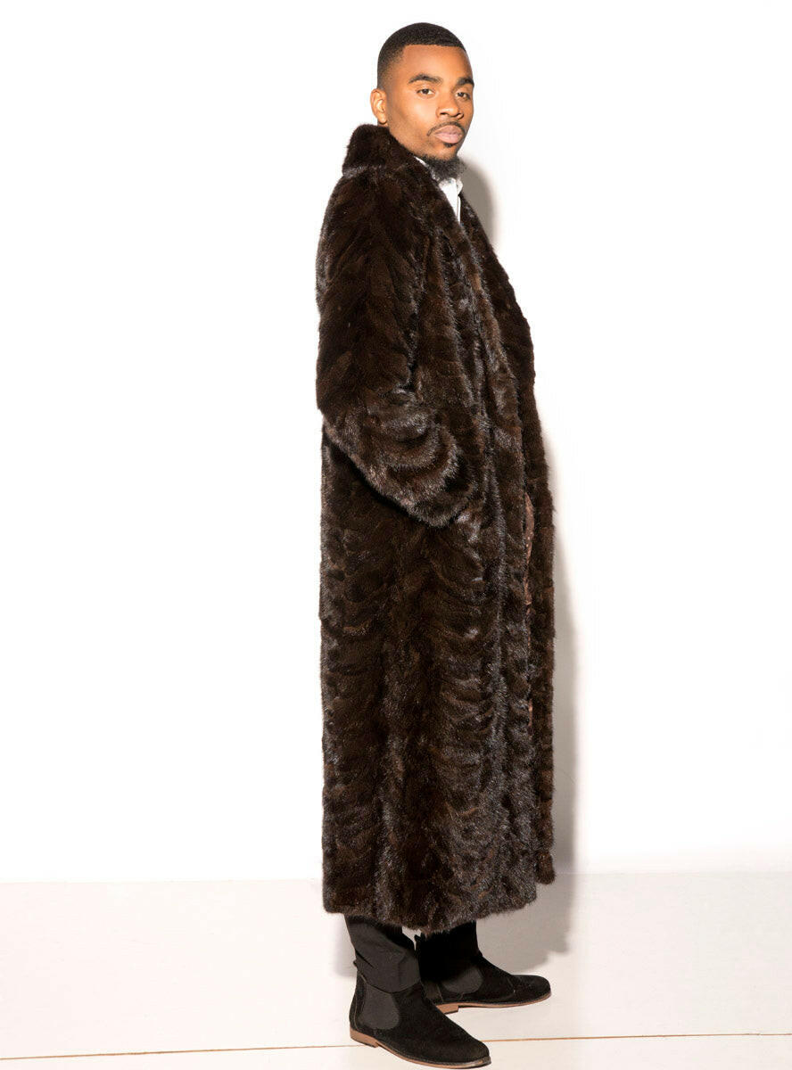 Dean Black Mink Full Length Fur Men's Overcoat