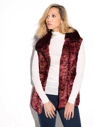 Sculptured Mink Fur Vest with Full Mink Fur Collar.