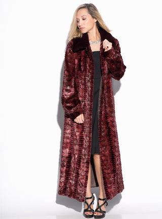 Full Length Sculptured Mink Fur Coat with Full Mink Fur Collar.