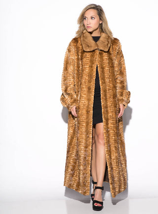 Full Length Sculptured Mink Fur Coat with Full Mink Fur Collar.