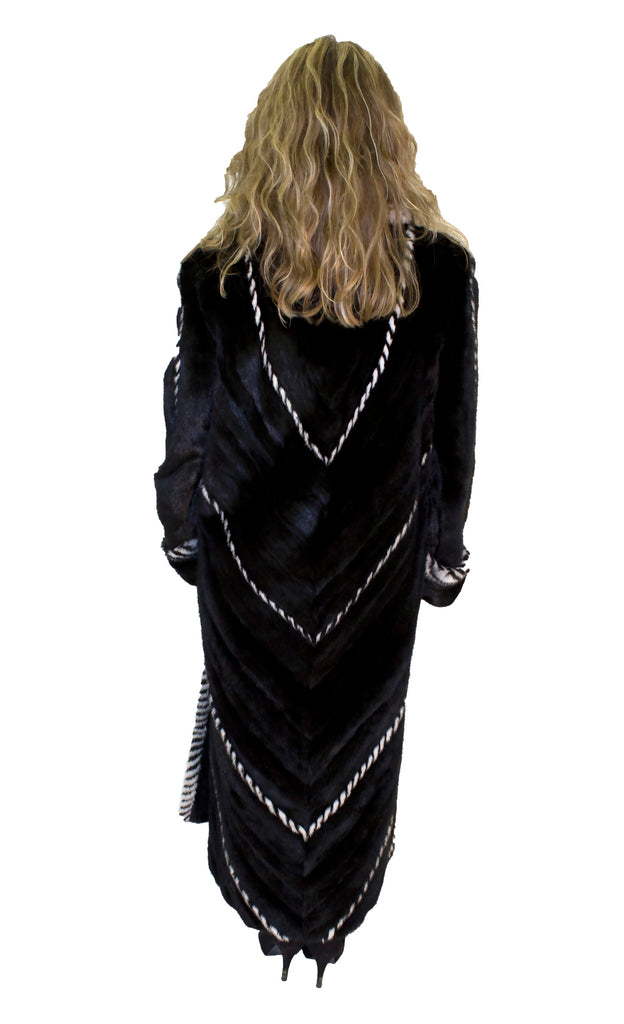 Full Length Female Mink Fur coat with vents and roll back cuffs