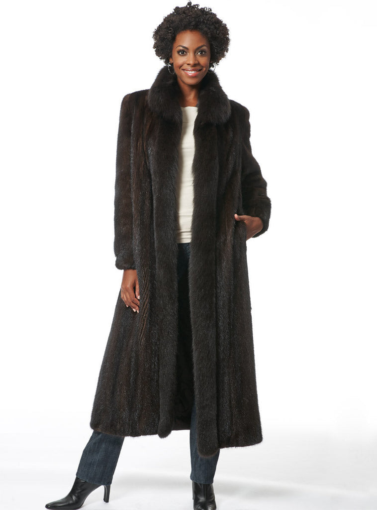 Female Mink Fur Coat with Fox Fur Tux